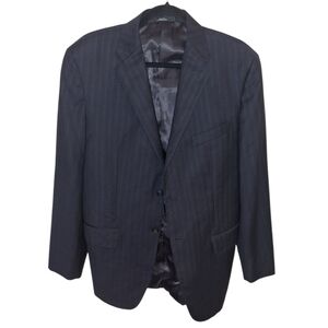Ermenegildo Zegna Men's Trofeo Navy Blue Pinstriped Blazer Size: 40S